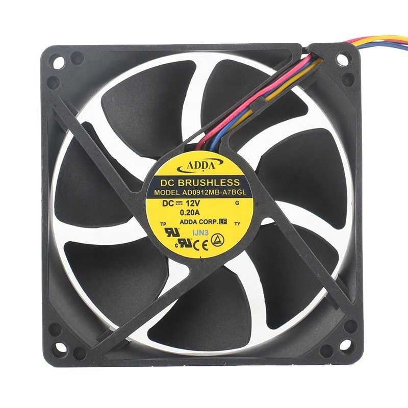 Original ADDA 48V 24V 5V DC12V 0.20A EC AC 90x90x25MM 9025 9CM 4-wire Chassis PWM Silent Fan AD0912MB-A7BGL Cooling Fan